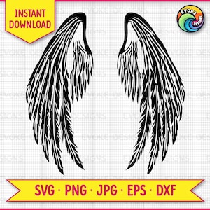 Ailes d'ange Fichier image numérique SVG, PNG transparent, In Memoriam RIP, image vectorielle découpée pour machines de découpe, Shadow Box et projets créatifs