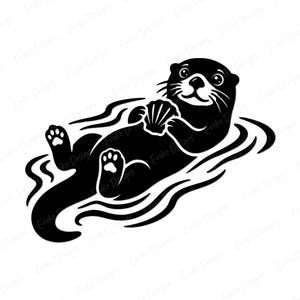Otter SVG PNG Clipart Cut File | For Cricut, Silhouette, Sublimation, Printing | Kawaii Otter Floating With Shell