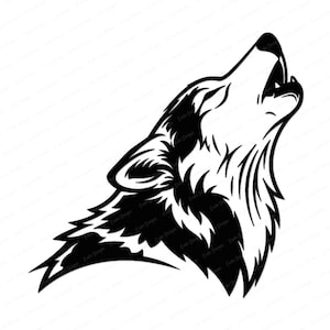Howling Wolf SVG File: Realistic Wolf Clipart, Howling Wolf Svg File for Cricut, Wolf Lover PNG, Wolf Head Silhouette DXF (Digital Download)