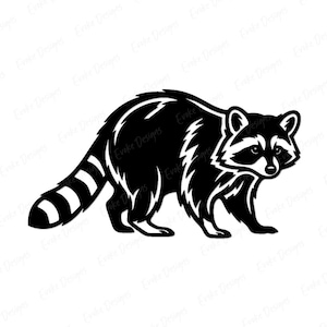 アライグマのSVG PNGクリップアートカットファイル | Cricut、Silhouette、昇華プリント | リアルな立ち姿のアライグマの画像