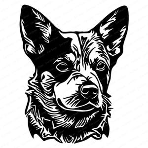 Australian Blue Heeler Cattle Dog SVG File, Realistic Working Dog, Transparent PNG, Easy Weed, Country Dog Lover Design, Digital Download