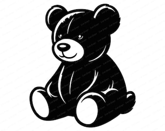 Teddy Bear SVG PNG - Cute Cuddly Teddy Bear Clipart, Svg File for Cricut, Teddy Bear Kids Room Art Decor, Baby Shower Svg (Digital Download)