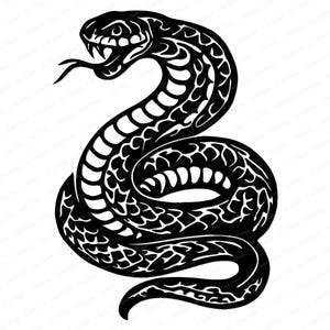 Snake SVG - Coiled Serpent Clipart svg png jpg, Snake Silhouette Cut File, Cobra Python Snake Reptile Art, Cricut Easy Weed Digital Download