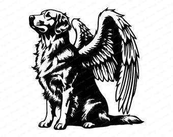 Dog With Angel Wings SVG PNG Clipart Cut File | For Cricut, Silhouette, Laser, Engraving | Pet Dog Memorial Design