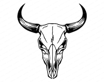 Bull Skull SVG: Realistic Cow Skull Clipart, Western Cowboy Cowgirl Svg, Skull Silhouette, Bull Skull Svg File for Cricut (Digital Download)