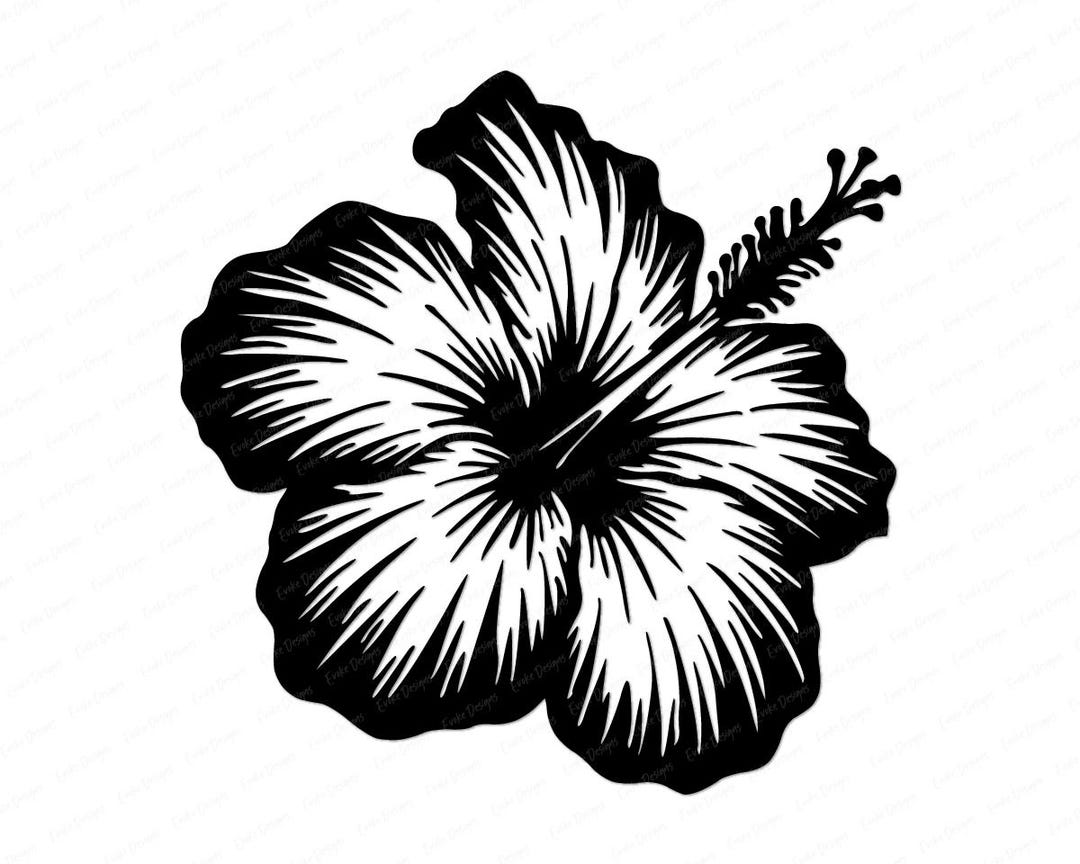 Hibiscus SVG PNG DXF Clipart Cut File | Tropical Flower Digital ...