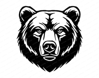 Bear SVG - Realistic Grizzly Bear Silhouette Clipart, Black Bear Svg File for Cricut, Bear Lover Png, Bear Mascot Design (Digital Download)