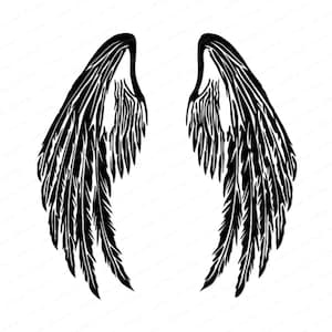 Angel Wings SVG Digital Image File, Transparent PNG, In Memoriam RIP, Vector Cut Graphic for Cutting Machines, Shadow Box and Craft Projects