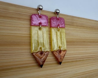 Yellow Pencil Earrings: Teacher Appreciation Gift - Ambré & Allure | Sterling Silver