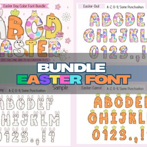Bundle Easter Font PNG bundle, Easter Alphabet Doodle Letters, Digital Download,20 PNG Bonus Easter Bunny Clipart Alphabet, Alpha Bundle