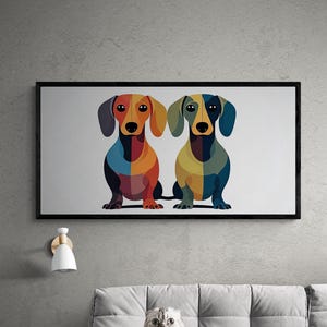 Colorful Dachshund Art Print: Retro Dog Lover Gift