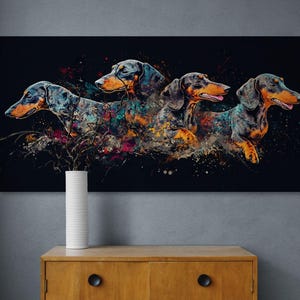 Colorful Dachshund Canvas Print: Modern Dog Art Wall Decor