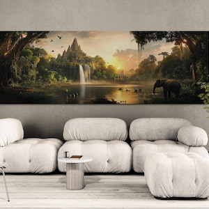 Impresión en lienzo del templo de Angkor Wat, arte mural de Camboya, arquitectura jemer, póster del amanecer de Angkor Wat, paisaje de Camboya, arte natural