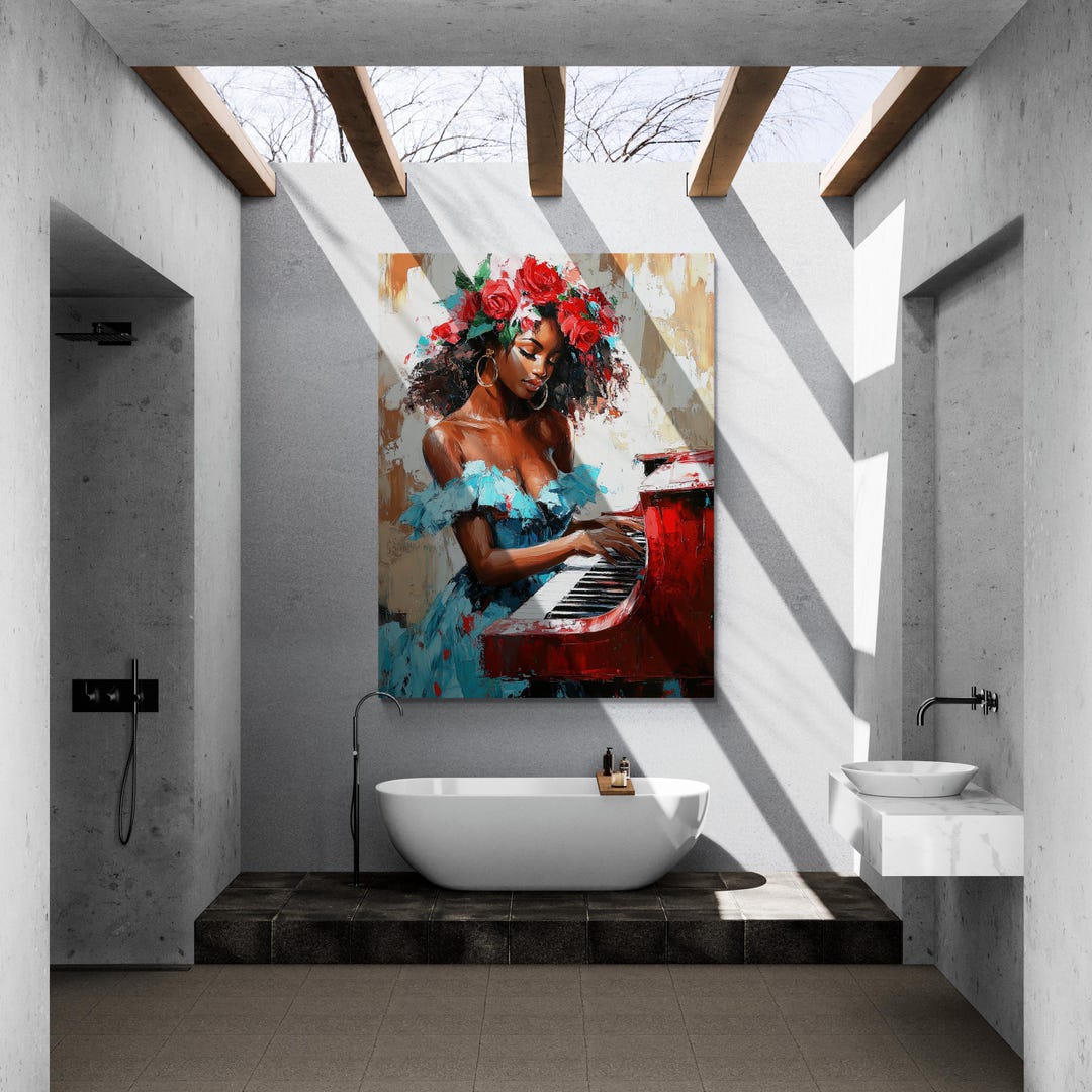 Vintage Piano Wall Art, Woman Portrait Canvas Print, Music Room Poster ...