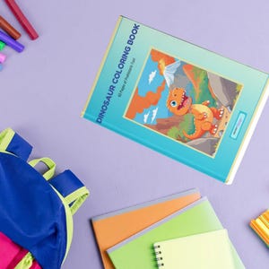 Libro para colorear de dinosaurios de 50 páginas imprimible / 8,5 x 11 pulgadas / Descarga digital / Divertida aventura prehistórica para niños / Dibuja tu propio dinosaurio