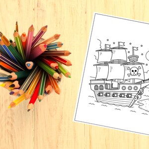 50-Page Pirate Coloring Book for Kids | Fun Pirate Adventure with Ships, Treasure and Activity Page | Printable Digital Download