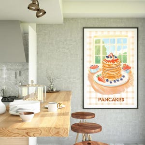 Leckere Pfannkuchen Digital Download V.3 | Druckbare Kunst Frühstück | Stapel Pfannkuchen mit Beeren und Ahornsirup