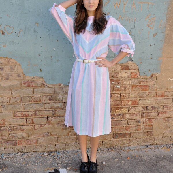 Vintage Pastel 80s bat wing jumper dress