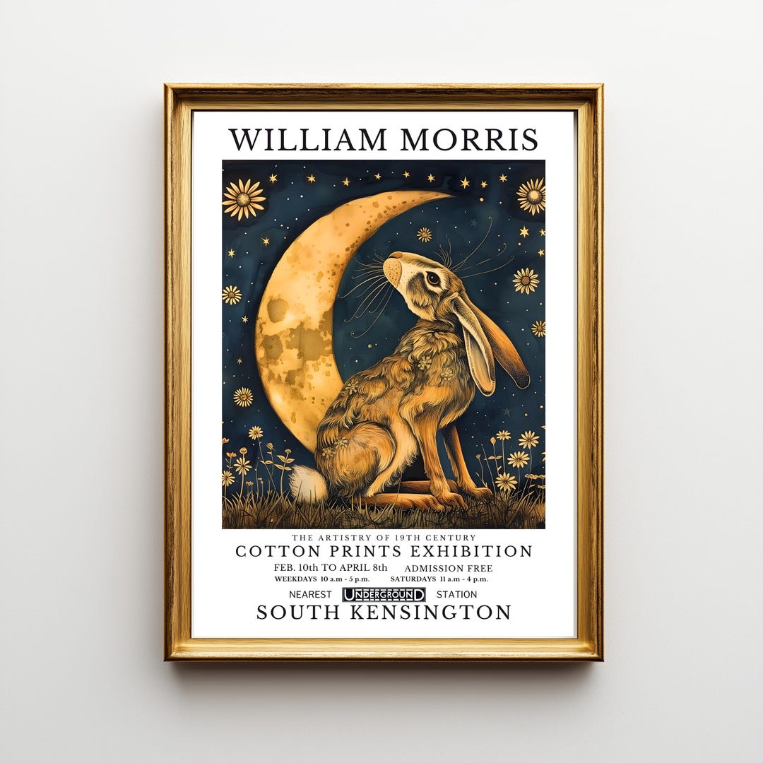 William Morris Moonlit Hare Poster: Victorian Folklore Wall Art - Etsy