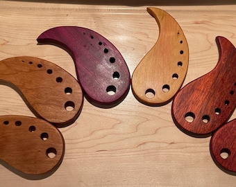 Handcrafted Wooden Herb Stripper - Unique Paisley Design for Kitchen & Garden