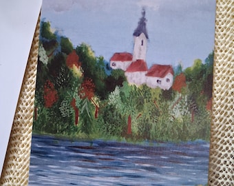 Chapel Landscape Art Postcard – Fine Art Print, Blank Card