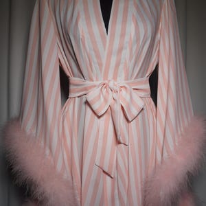 Pink and White stripe feather Robe