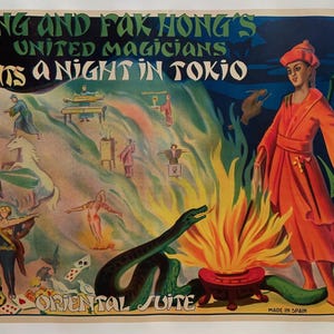Una noche en Tokio (Tokio), de Chang y Fak Hong, cartel publicitario vintage, litografía original, década de 1930, espectáculo de magia, magos famosos, España