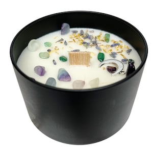 Crystal Candles ~ Meditation ~ Intention Candles ~ Natural Herbs ~ Healing Crystals ~ Essential Oils ~ Aromatherapy  ~  8 Oz Candles ~