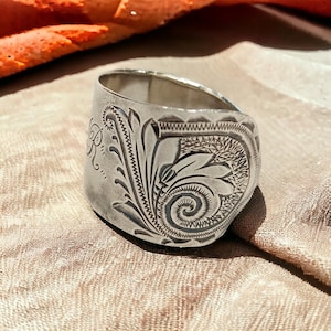 Sterling Silver Spiral Spoon Ring - Art Nouveau Upcycled Jewellery - Unique Spoon Jewellery Gift