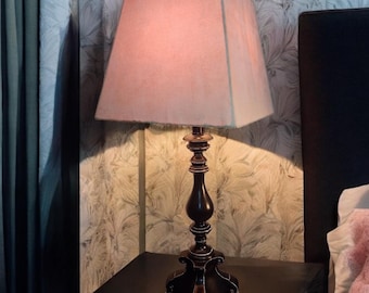 Lampa stołowa Vintage-Modern Graceful Różowy Klosz Czarna Ceramika