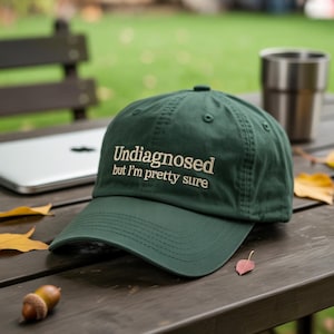 Funny Undiagnosed Embroidered Hat – Mental Health Humor Baseball Cap, Sarcastic Wash Hat Gift for Neurodivergent, Introverts or Friends