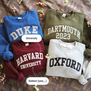 Custom Embroidered College Sweatshirt, Personalized Varsity Crewneck Sweater, University Sweatshirt, Custom College Sweater, Collegiate