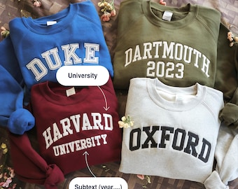Custom Embroidered College Sweatshirt, Personalized Varsity Crewneck Sweater, University Sweatshirt, Custom College Sweater, Collegiate