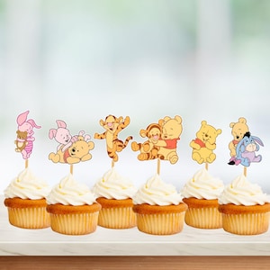 Decorazioni per cupcake di Winnie the Pooh e i suoi amici, decorazioni per dessert, decorazioni per baby shower