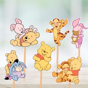 Winnie the Pooh Centerpiece – Cut Out Character Party Decoration – Pooh Bear Baby Shower or Birthday Decor
