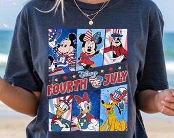 Retro USA 250th Anniversary Mickey & Friends Shirt, Disneyland 4th of July Shirt, Patriotic Gifts, Disneyland Independence Day Family Tee