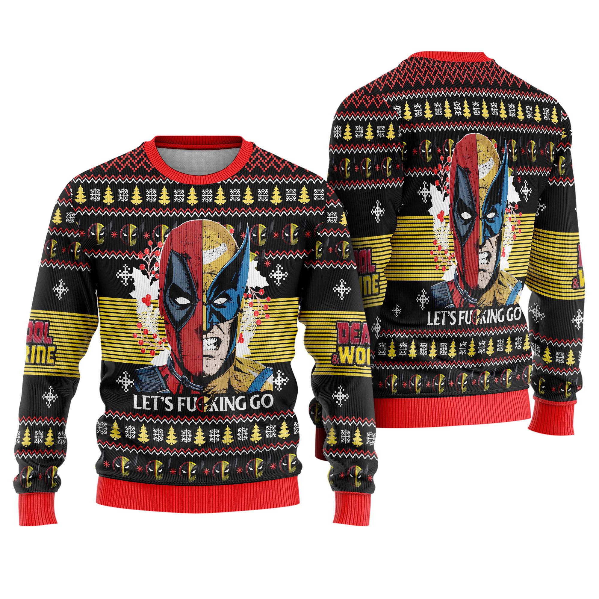 Discover Deadpool Wolverine Ugly Sweater, Superhero 2025 Christmas Sweater