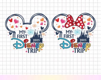 Mi primer viaje a Disney 2025 Png, camiseta de vacaciones familiares en Disneyland 2025, primer viaje a Disneyworld, primer viaje en pareja 2025 Png