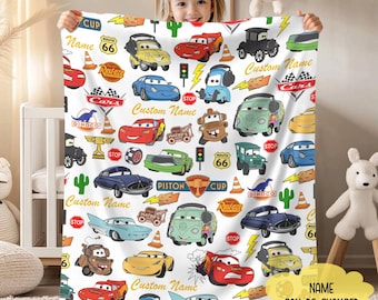 Personalized Cars Movie Blanket, Cars Land Blanket, Lightning Mcqueen Blanket, Doc Hudson Tow Mater Blanket, Cars Birthday Gifts Blanket