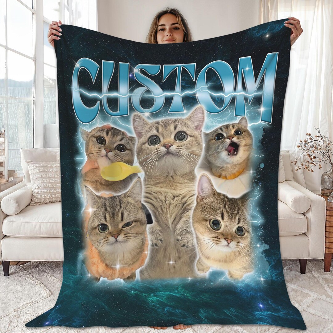 Personalized Dog Photo Blanket Collage, Custom Pet Blanket, Custom Name ...