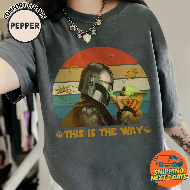 StarWars The Mandalorian This Is The Way Shirt, Retro StarWars Movie, Disneyland Family Matching Shirt, Galaxy's Edge Trip 2026, WDW Gifts afbeelding 1
