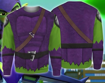 Green Goblin Full Over Print Shirt, Spidey and His Amazing Friends Sweatshirt, Halloween Costume Hoodie, Halloween Cosplay, Cartoons Apparel