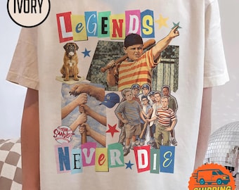 The Sandlot Movie Gift Shirt Heroes Get Remembered Sandlot Baseball, Legends Never Die Shirt, Vintage Movie, Sandlot Great Bambino Fan Tee