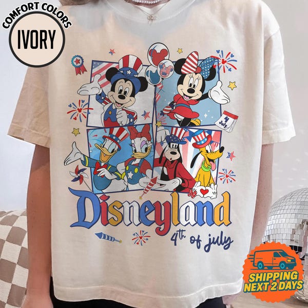 Balloons Mickey and Friends 4th of July T-Shirt, Land of The Freedom Independence Day Shirt, Disneyland Family 250th Anniversary