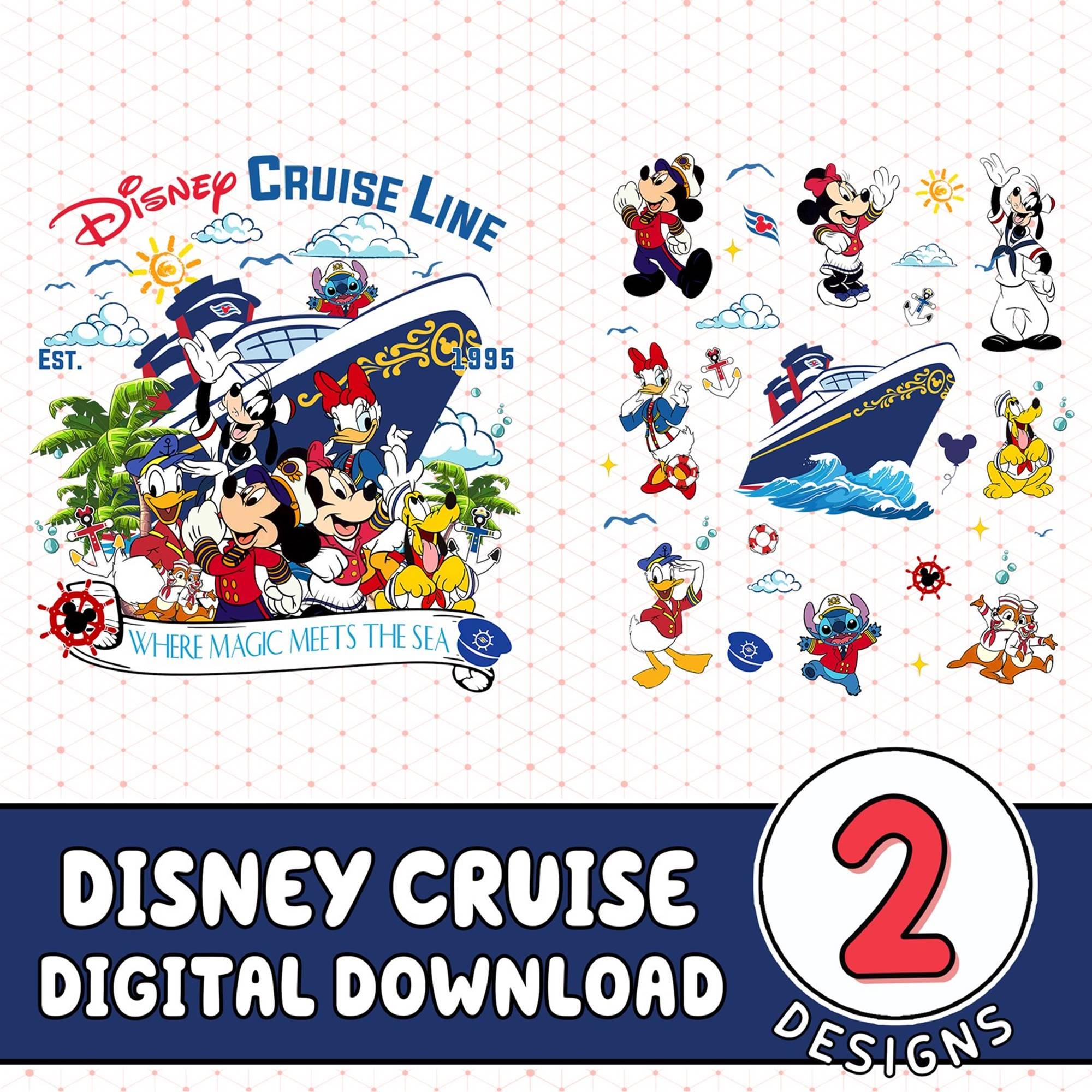 Two-sided Mickey & Friends Disneyland Cruise Line Est 1995 PNG, Where Magic Meets The Sea, Family Cruise Trip 2025, Disneyland Wish Dream