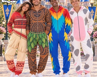Moana Matching Halloween Jumpsuit, Moana Maui Hei Hei Pua Family Costume, Moana Family Outfit, Personalized Group Cosplay Pajamas