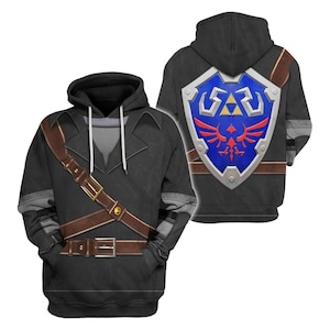 Sudadera con capucha y escudo de Dark Link, disfraz de Halloween de Legend of Zelda, cosplay de Link de Breath of the Wild, regalo para fiesta de disfraces de Halloween. imagen 1