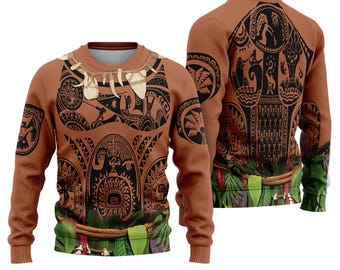 Moana Maui Full Over Print Hoodie Moana Maui Halloween Cosplay Shirt, Halloween Costume Moana Movie Disneyland, Magic Kingdom Sweatshirt
