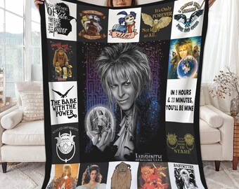 Labyrinth Fleece Blanket | Labyrinth Jareth Goblin King Sarah Williams Blanket | Labyrinth Movie Throw Blanket for Bed Couch Sofa