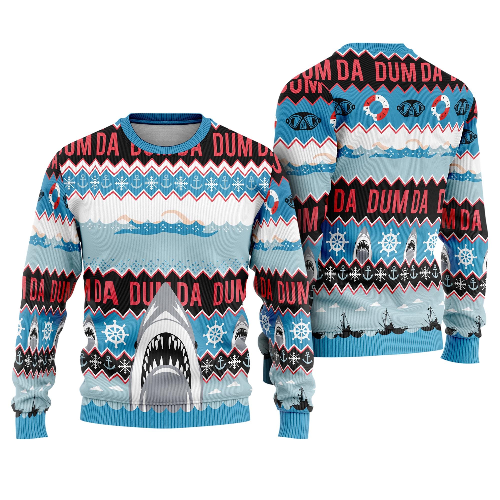 Discover Shark Ugly Christmas Sweatshirt, Shark Ugly Sweater, Christmas Movie Wool Sweater